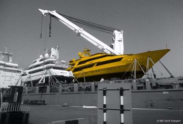 GAC Pindar and BBC Yacht Transport image of a superyacht on a ship